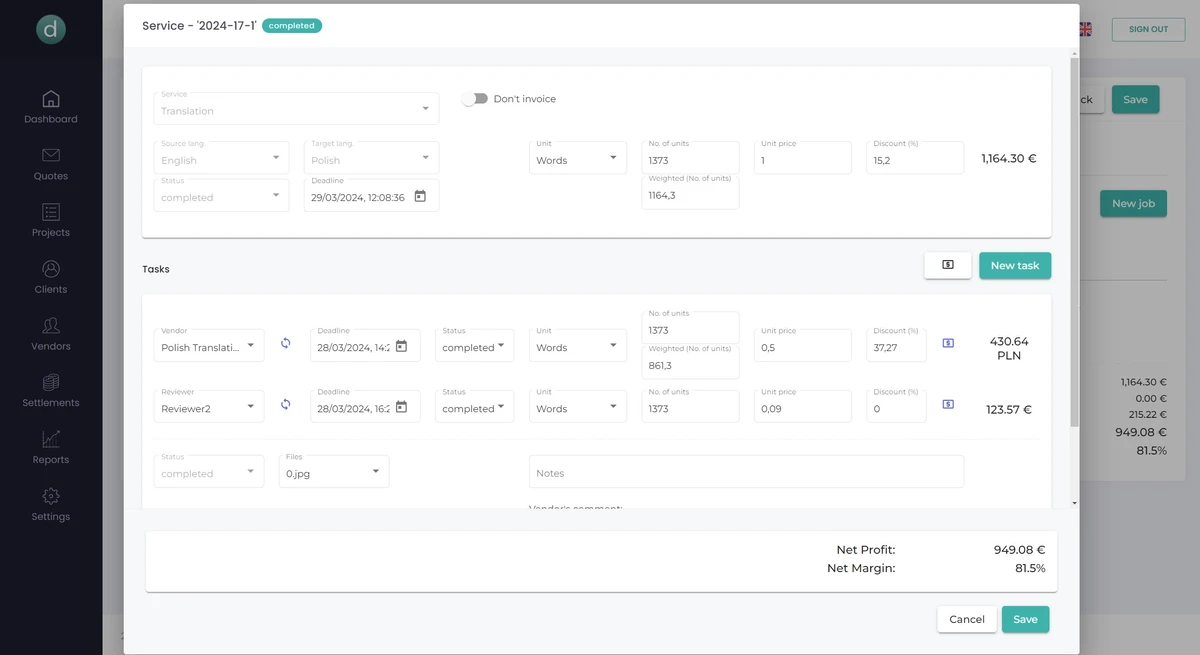 Easyloc TMS Easyloc TMS - widok projektu